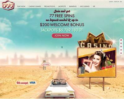 777 Casino Homepage Screenshot