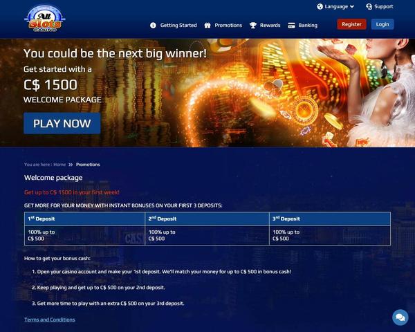 All Slots Homepage Screenshot