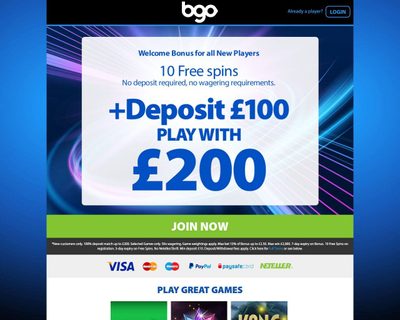 Bgo Casino Homepage Screenshot