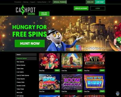 Cashpot Casino Homepage Screenshot