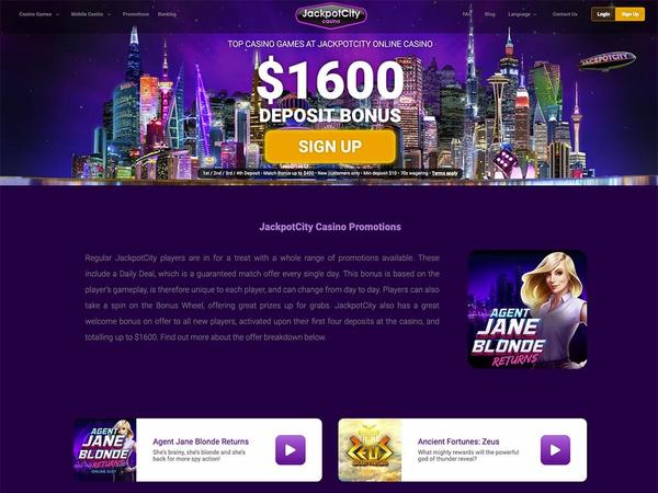 Jackpot City Homepage Screenshot