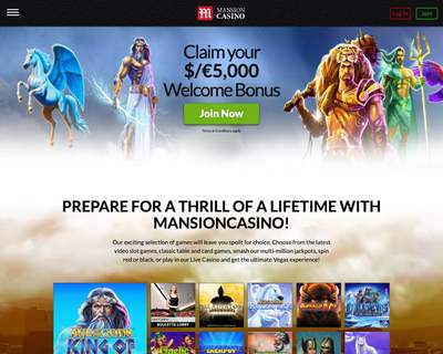 Mansion Casino Homepage Screenshot