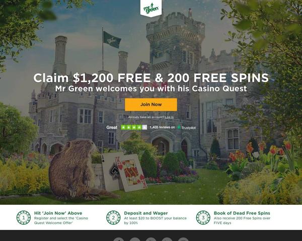 Mr Green Homepage Screenshot