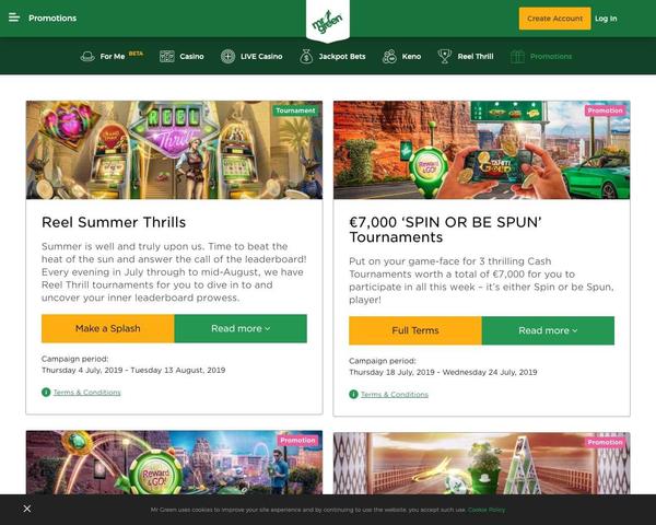 Mr Green Homepage Screenshot