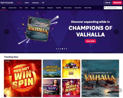 Party Casino Homepage Screenshot