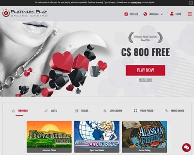 Platinum Play Homepage Screenshot