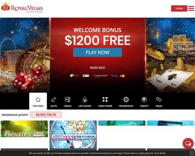 Royal Vegas Homepage Screenshot