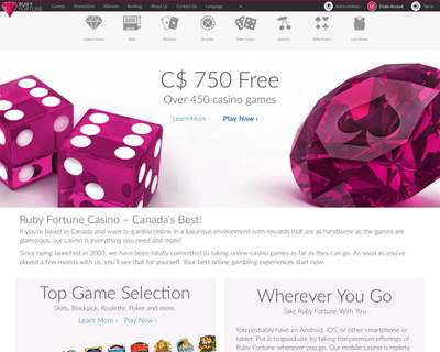 Ruby Fortune Homepage Screenshot