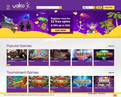 Yako Casino Homepage Screenshot
